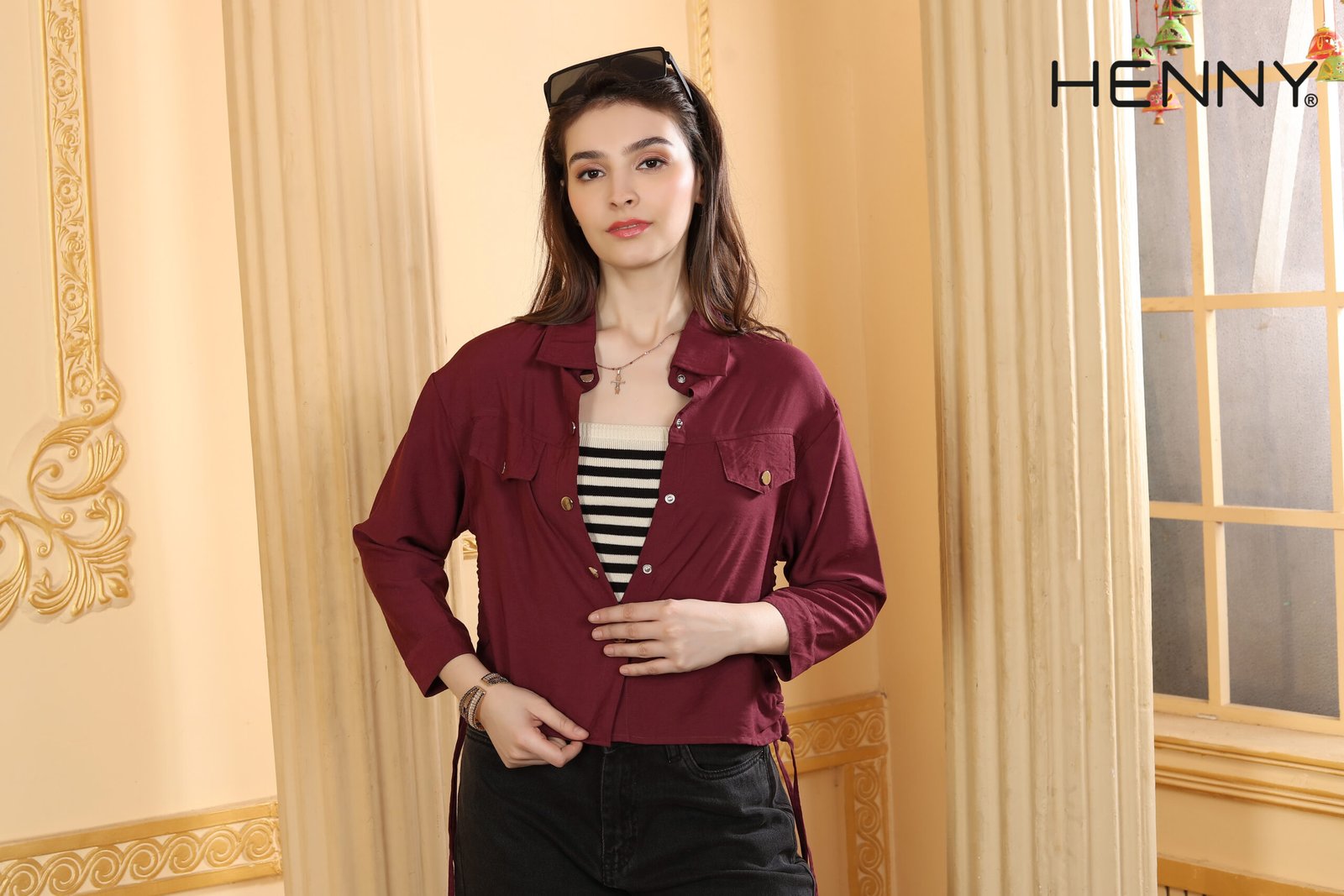 HENNY maroon tailored shirt